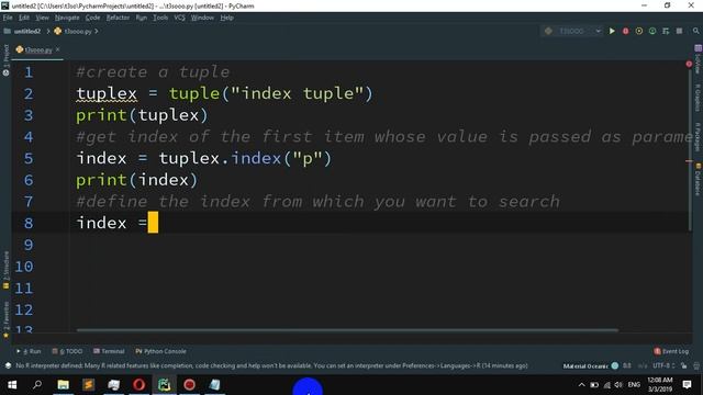 How to to find the index of an item of a tuple in Python смотреть онлайн