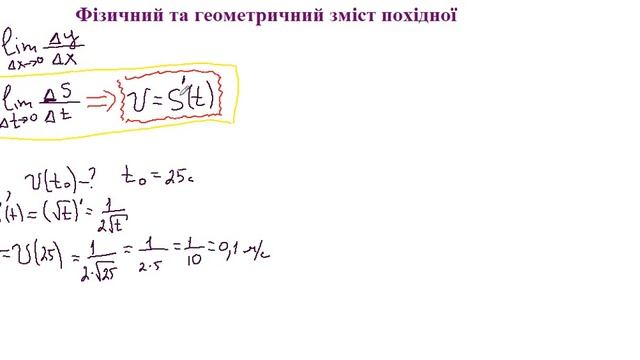 Фізичний і геометричний зміст похідної смотреть онлайн
