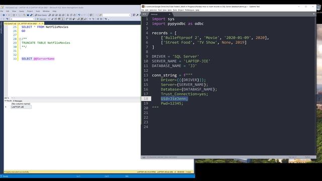 How to insert records to your Microsoft SQL Server database using Python смотреть онлайн