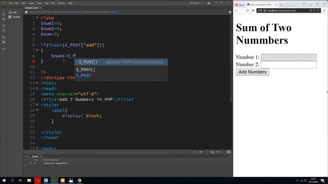 Add Two Numbers in PHP Using Textbox смотреть онлайн