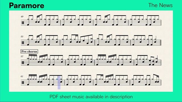 How to play 'The News' by Paramore on drums / Drum Sheet Music смотреть онлайн