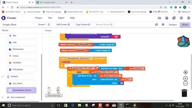 How to use get column blocks of Google spreadsheet Extension in kodular смотреть онлайн