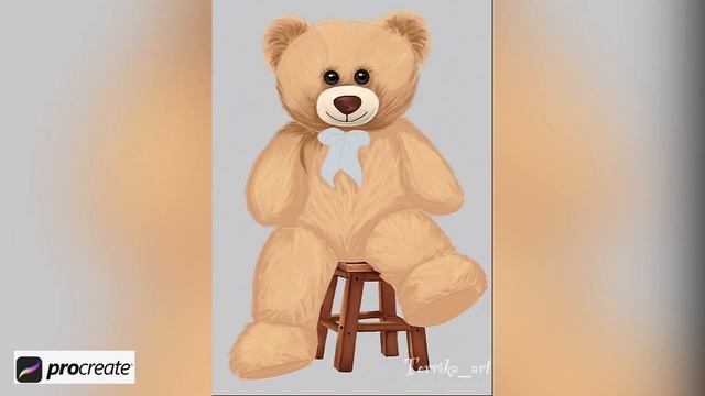 Процесс рисования плюшевого мишки в Procreate смотреть онлайн