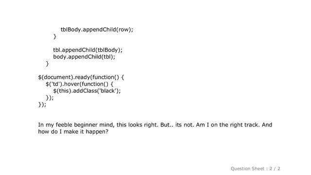 HTML : Change color on my Javascript made table with jQuery? смотреть онлайн