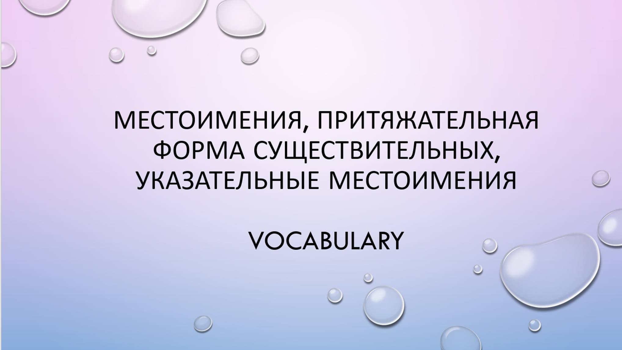 Лексика к теме "Местоимения и притяжательная форма существительных" смотреть онлайн