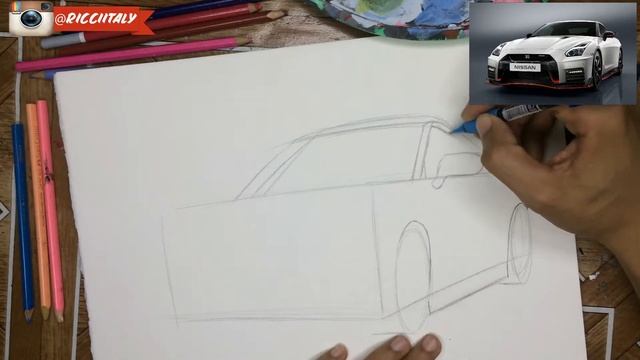 Como Dibujar un Auto NISSAN GTR / Mi secreto para dibujar ? смотреть онлайн