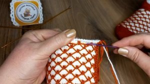 Тапочки тунисским вязанием. ? узор "Сеточка"?