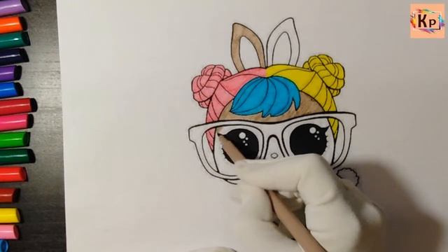 Раскраска ЛОЛ питомец Бон Бон зайка Хоп Хоп/Coloring page LOL pet Hop Hop смотреть онлайн