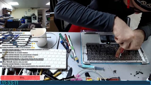 Замена клавиатуры своими руками MacBook Air 13 Early 2015 A1466 стрим 23.12.2022
