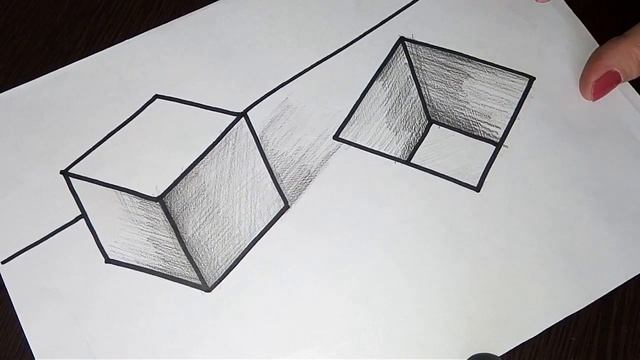Простой 3d рисунок на бумаге. Техника рисования 3d рисунка по шагам. Квадрат и углубление. смотреть онлайн
