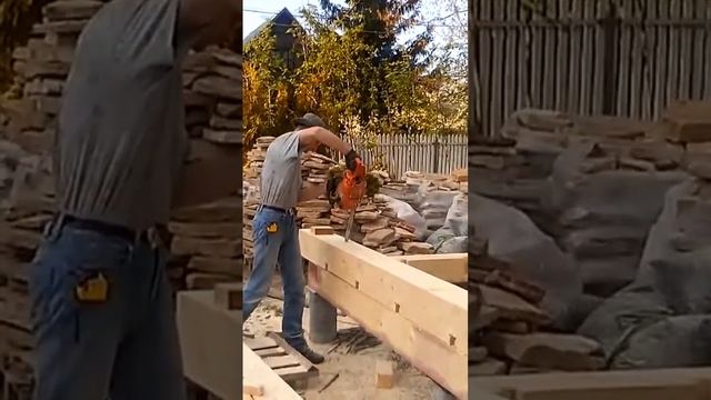 Паз в бруса с помощью бензопилы. #каркасноестроительство смотреть онлайн