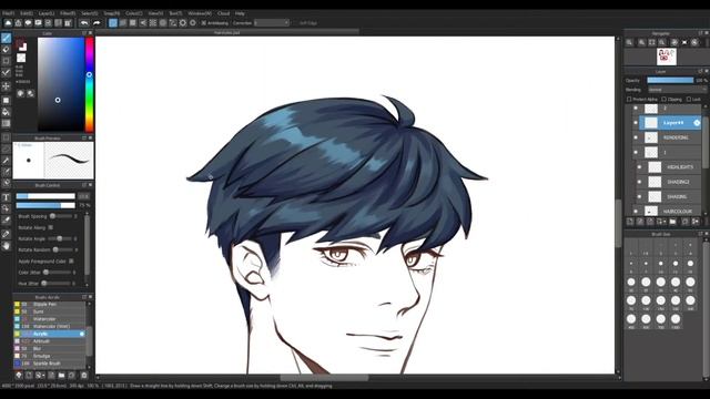 How to Paint Semi-Realistic ANIME HAIR on GUYS - Digital Art Tutorial (MEDIBANG) смотреть онлайн