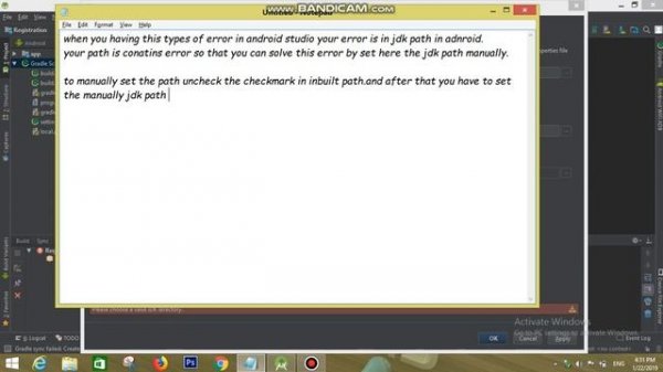 Android Studio Error CreateProcess error=2, The System Cannot Find The File Specified.