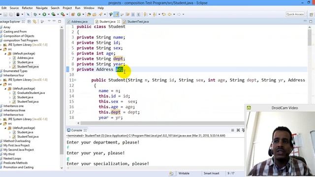 Lecture 58: Java Composition(Objects as instance variables) Programming Tutorial in Amharic | በአማር смотреть онлайн