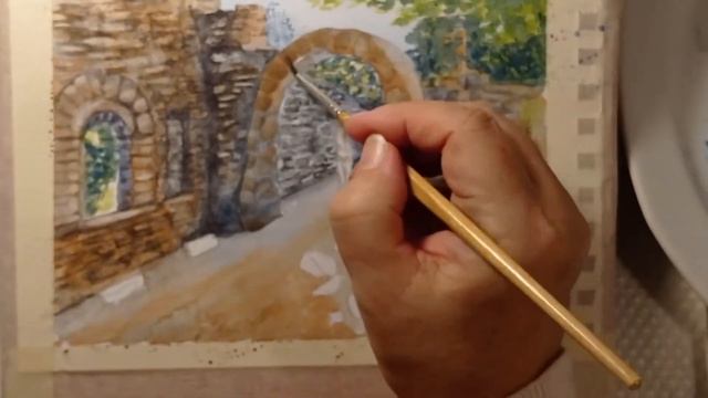 Watercolor. Акварель. Античный город Олимпос. Watercolor. Ancient city of Olympos. смотреть онлайн
