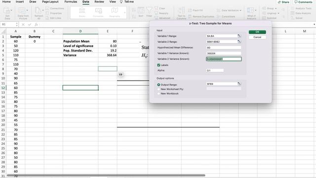 Z test using EXCEL смотреть онлайн