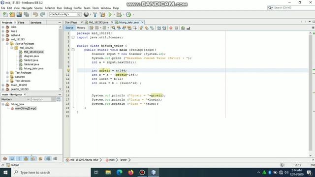 Program Java "Menghitung Konversi Butir Telur" - MID Praktikum PBO (Chaesar 181293) смотреть онлайн