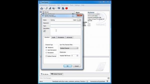 How to create a channel on Teamspeak 3