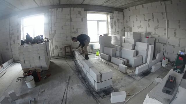 [timelapse] кладка межкомнатных стен из газоблока