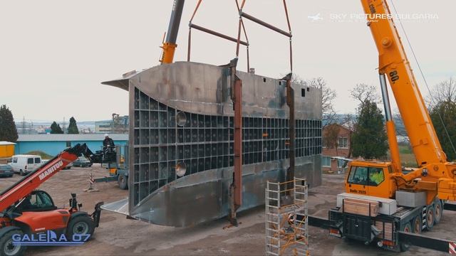 Time lapse and drone ship building catamaran video aerial service Bulgaria Ship drone inspection смотреть онлайн