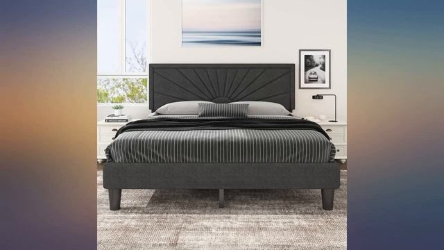Einfach King Size Upholstered Platform Bed Frame with Sunrise Adjustable Headbaord review смотреть онлайн