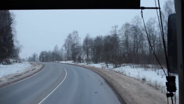 Зимняя дорога из Осташево в Волоколамск и въезд в город смотреть онлайн