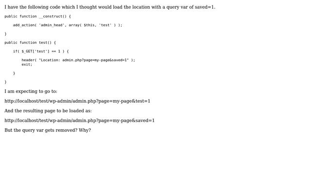 Why does a header location on admin_head remove the query var I'm setting in the location? смотреть онлайн