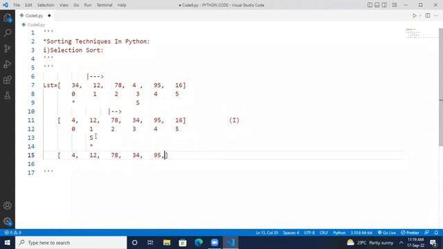 SELECTION SORT IN PYTHON | SORTING TECHNIQUES | DATA STRUCTURES | Python Tutorials For Beginners смотреть онлайн