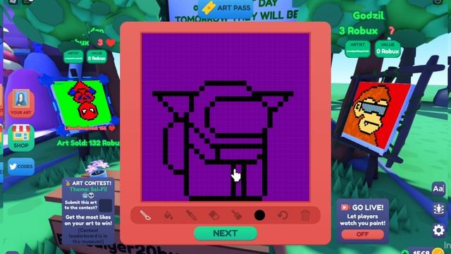 tutorial how to draw a Baby Yoda Amoung us in Starving Artists (Roblox) смотреть онлайн