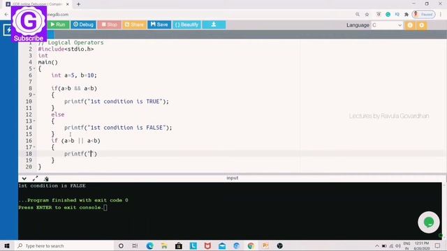 Logical Operators in C Programming Language in Telugu смотреть онлайн