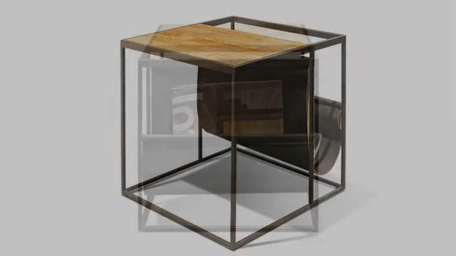 Стол журнальный Art Collection из металла и дуба c газетницей в стиле Лофт | БЕЛФАН смотреть онлайн