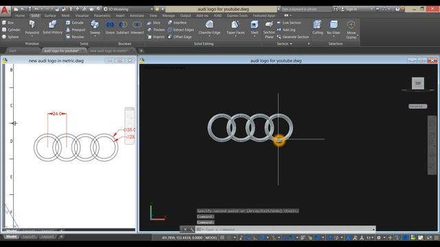 3D AUDI LOGO Tutorial /AutoCAD 2018 convert to JPG format смотреть онлайн