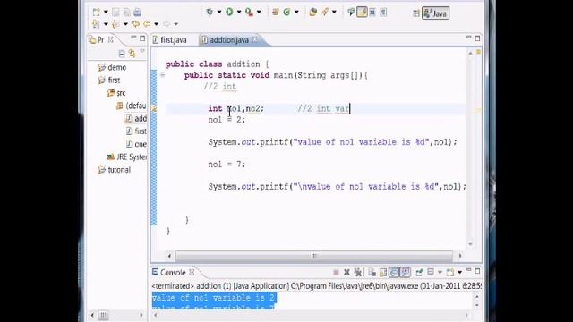 java eclipse programming tuorial part 2 variable expressions integers addtion program смотреть онлайн