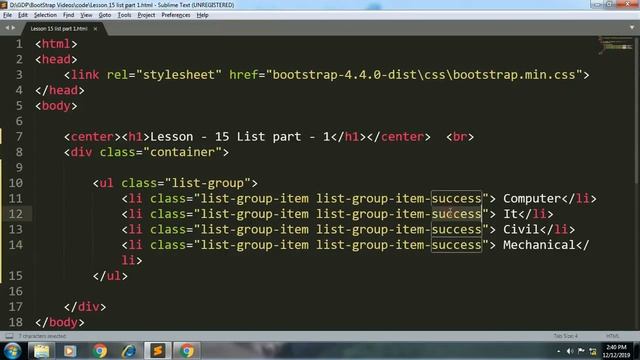 create list using bootstrap part - 1 | Lesson - 15 | bootstrap in Hindi смотреть онлайн