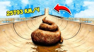 СПУСК БЕЗ ТОРМОЗОВ НА ГИГАНТСКОЙ КАКАШКЕ ПО ТРАМПЛИНУ  ГТА 5 МОДЫ РАЙЛЮХА