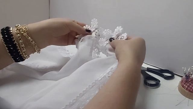 Платок для венчания с кружевом // МК смотреть онлайн