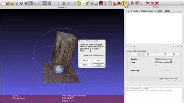 Textured mesh to point cloud (Meshlab)