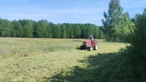 Сенокос. Минитрактор Yanmar F215. Косилка