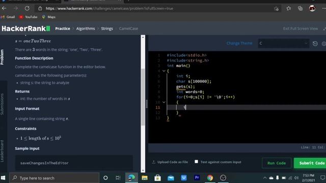 CamelCase Hackerrank Solve in C Language смотреть онлайн