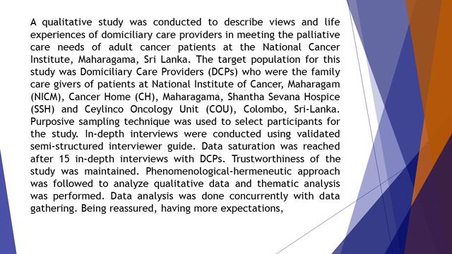Domiciliary Care Providers Views on Provision of Palliative Care for their Cancer Patients CR 2018 смотреть онлайн