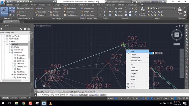AutoCad Civil 3D 2015 - Create Surface Part-1 смотреть онлайн