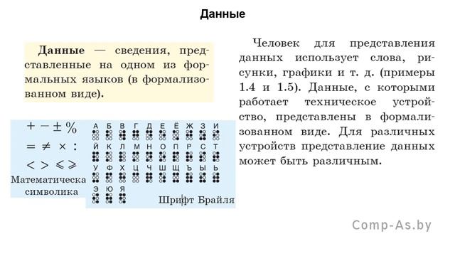 Информатика в школе 6 класс. § 1. Информация и данные смотреть онлайн