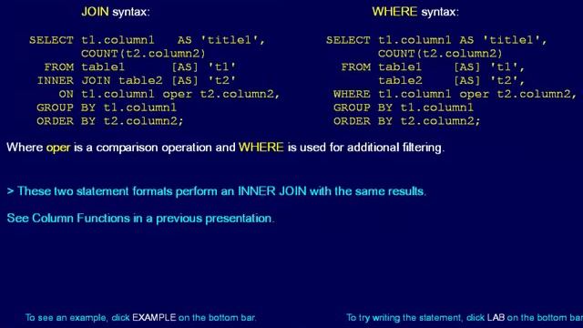 SQL 113 JOIN, INNER JOIN with Column Functions смотреть онлайн