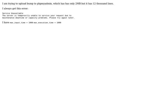 PhpMyadmin times out with small SQL file смотреть онлайн
