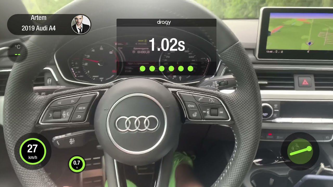 Разгон Audi A4 2.0 249 сил Quattro (b9)