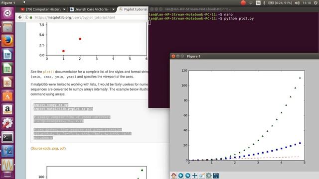 python matplotlib plotting t**2 and t**3 смотреть онлайн