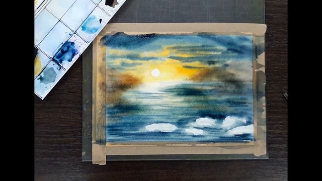 Закат на море акварелью смотреть онлайн
