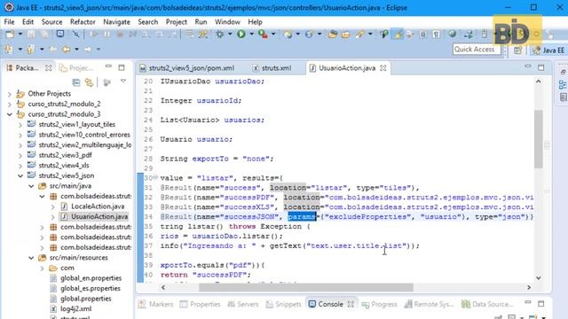 Curso Struts 2 - Módulo 3: Tipo de resultado JSON смотреть онлайн