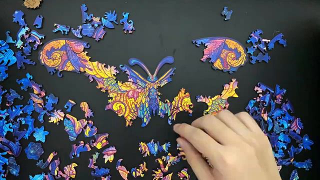 Unidragon Intergalaxy Butterfly | 199 Piece Wooden Jigsaw Puzzle Timelapse