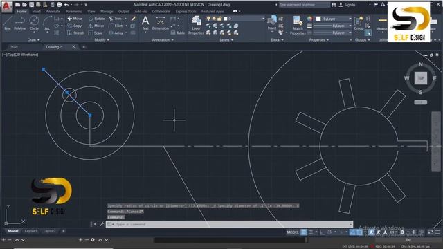 Autocad 2d tutorial #4 | 2d drawing | mechanical part drawing| AutoCAD drawing|Self Design смотреть онлайн